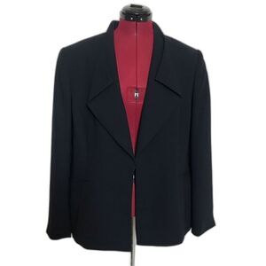 Preston & York Blazer Women Plus Size 18 Midnight Blue Long Sleeves Hook & Eye